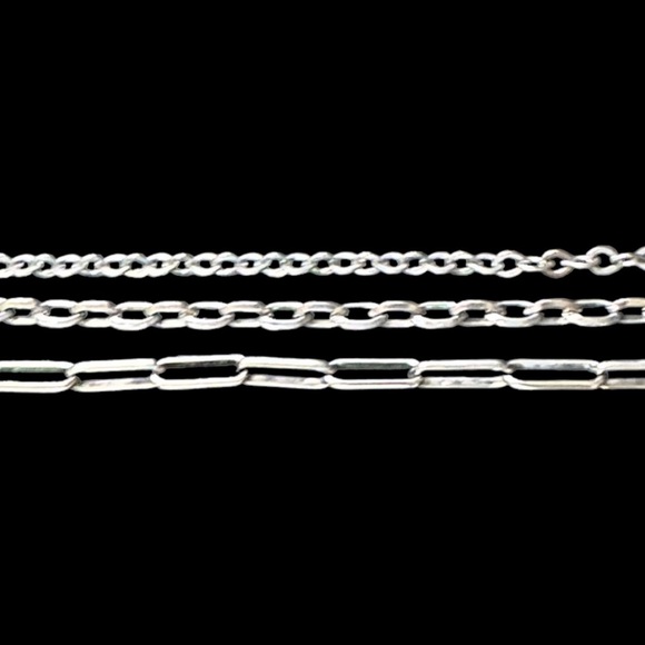 Silver Triple Stranded Long Link Necklace - Picture 2 of 5